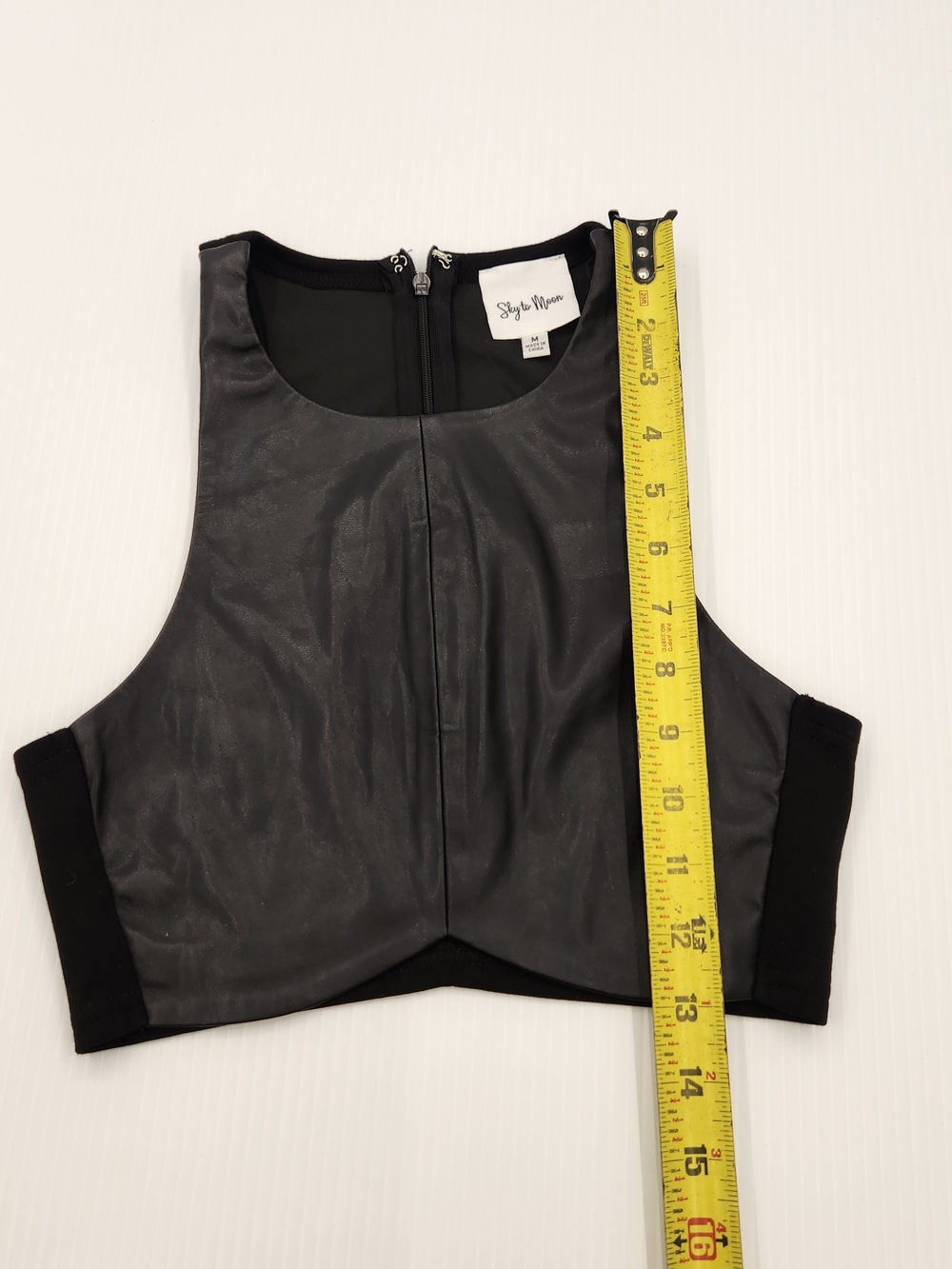 Black Faux Leather Cropped High-Neck Tank - Picture 5 of 7